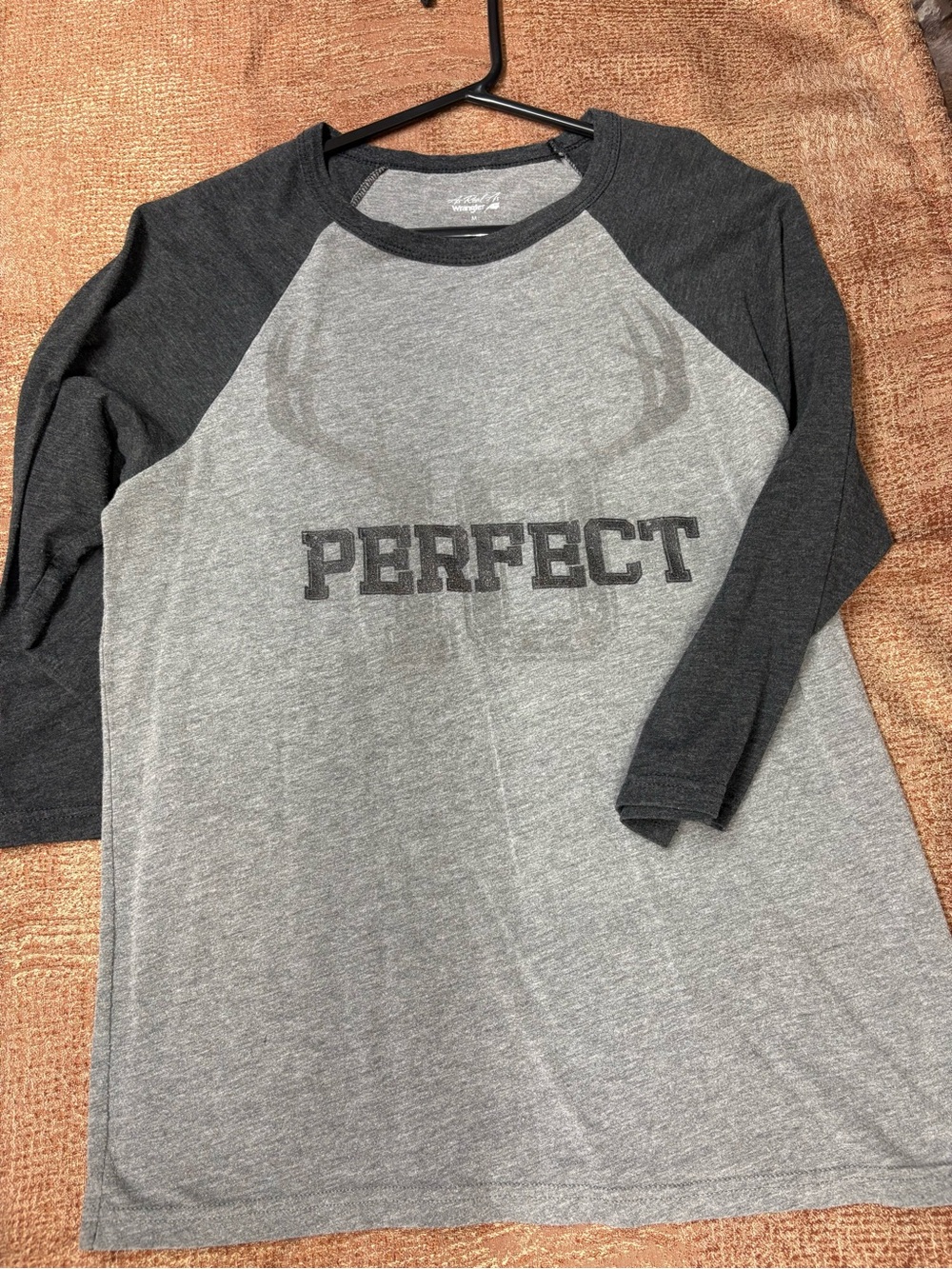 Wrangler Women's Gray and Dark Gray Raglan Long Sleeve Tee - "PERFECT"